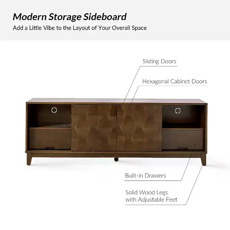 Mobile TV moderno da 72" – Marrone / Seadrift, Adatto per TV fino a 78"
