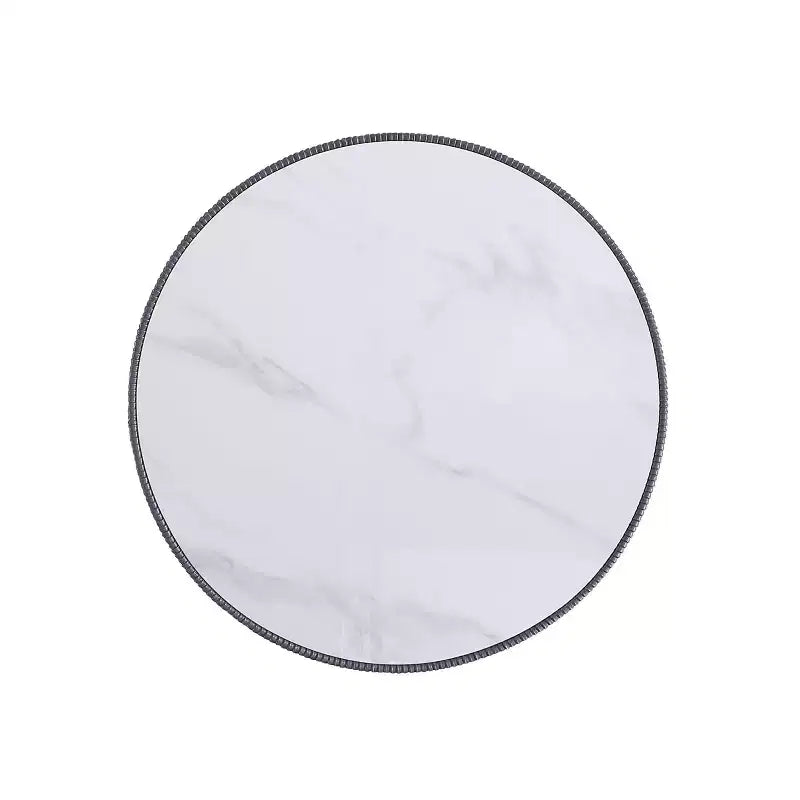 Tavolino rotondo in similpelle con piano effetto marmo – Crema / Grigio / Verde / Arancione