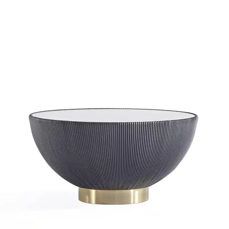 Tavolino rotondo in similpelle con piano effetto marmo – Crema / Grigio / Verde / Arancione
