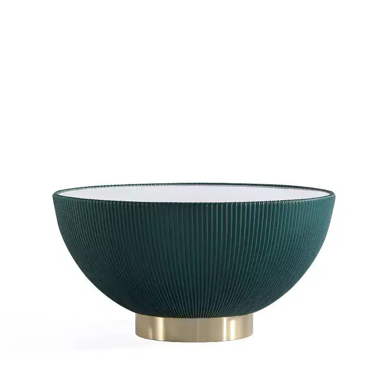 Tavolino rotondo in similpelle con piano effetto marmo – Crema / Grigio / Verde / Arancione