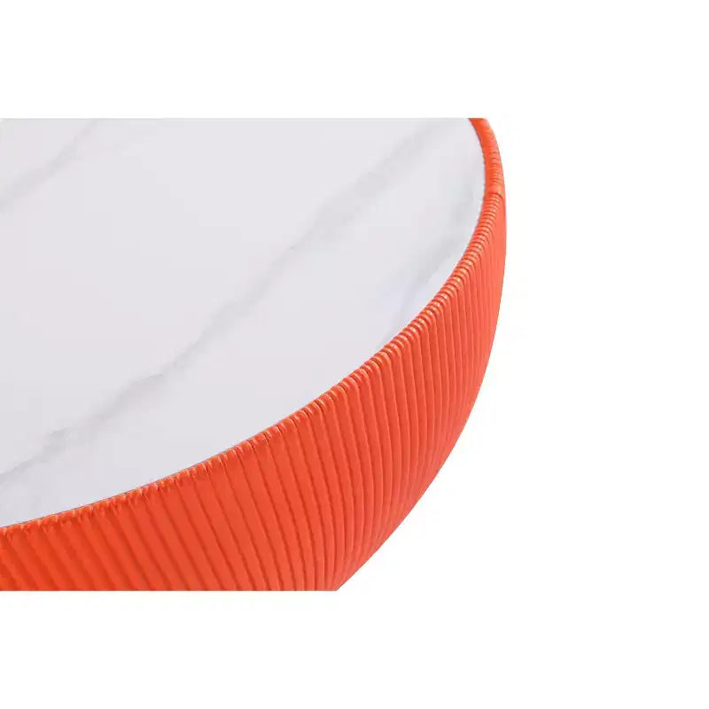 Tavolino rotondo in similpelle con piano effetto marmo – Crema / Grigio / Verde / Arancione