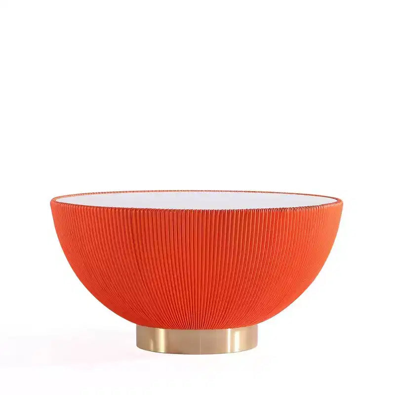 Tavolino rotondo in similpelle con piano effetto marmo – Crema / Grigio / Verde / Arancione