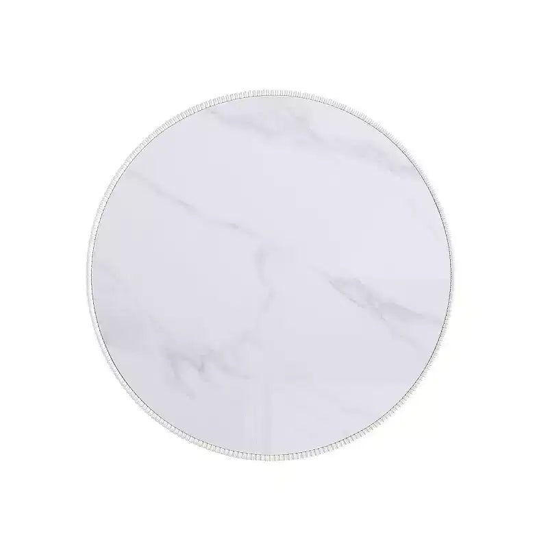 Tavolino rotondo in similpelle con piano effetto marmo – Crema / Grigio / Verde / Arancione