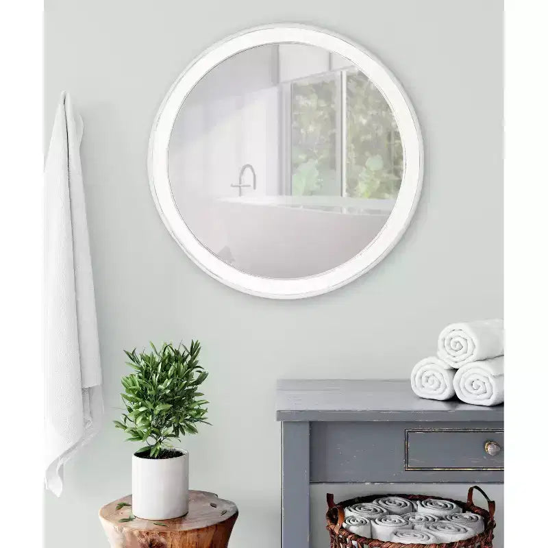 Specchio da parete rotondo marrone / grigio / bianco – Singolo