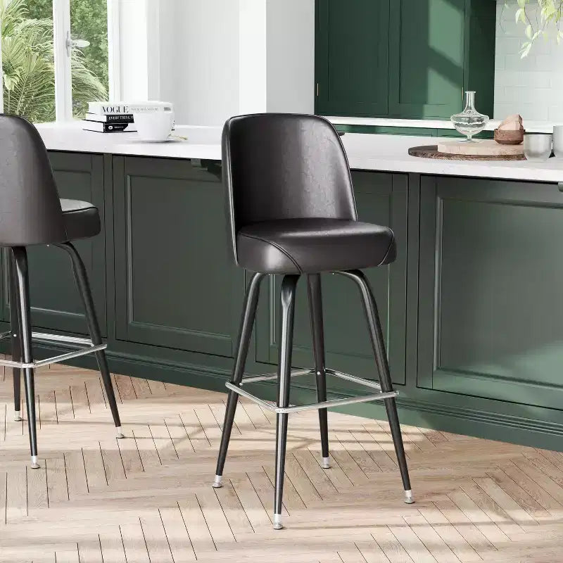 Sgabello da bar girevole in metallo, beige / marrone scuro / grigio / verde / rosso, seduta a secchiello imbottita, 1 posto