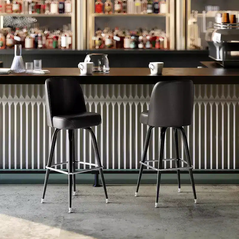 Sgabello da bar girevole in metallo, beige / marrone scuro / grigio / verde / rosso, seduta a secchiello imbottita, 1 posto