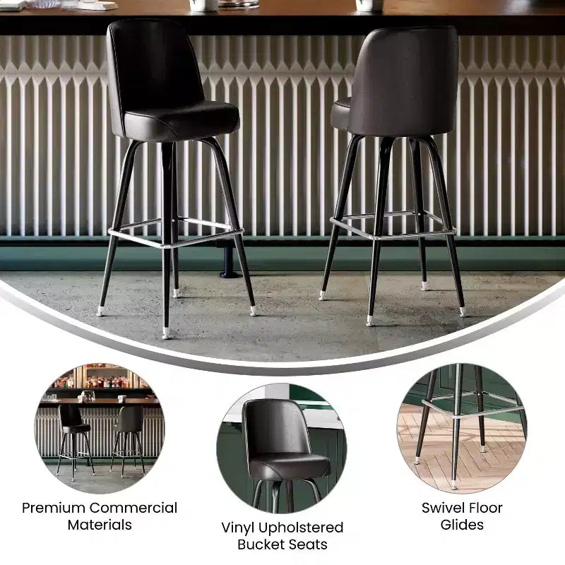 Sgabello da bar girevole in metallo, beige / marrone scuro / grigio / verde / rosso, seduta a secchiello imbottita, 1 posto