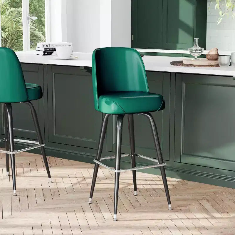 Sgabello da bar girevole in metallo, beige / marrone scuro / grigio / verde / rosso, seduta a secchiello imbottita, 1 posto