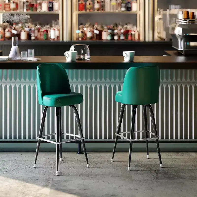 Sgabello da bar girevole in metallo, beige / marrone scuro / grigio / verde / rosso, seduta a secchiello imbottita, 1 posto