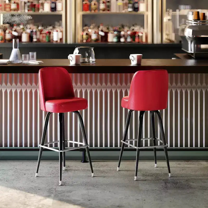 Sgabello da bar girevole in metallo, beige / marrone scuro / grigio / verde / rosso, seduta a secchiello imbottita, 1 posto