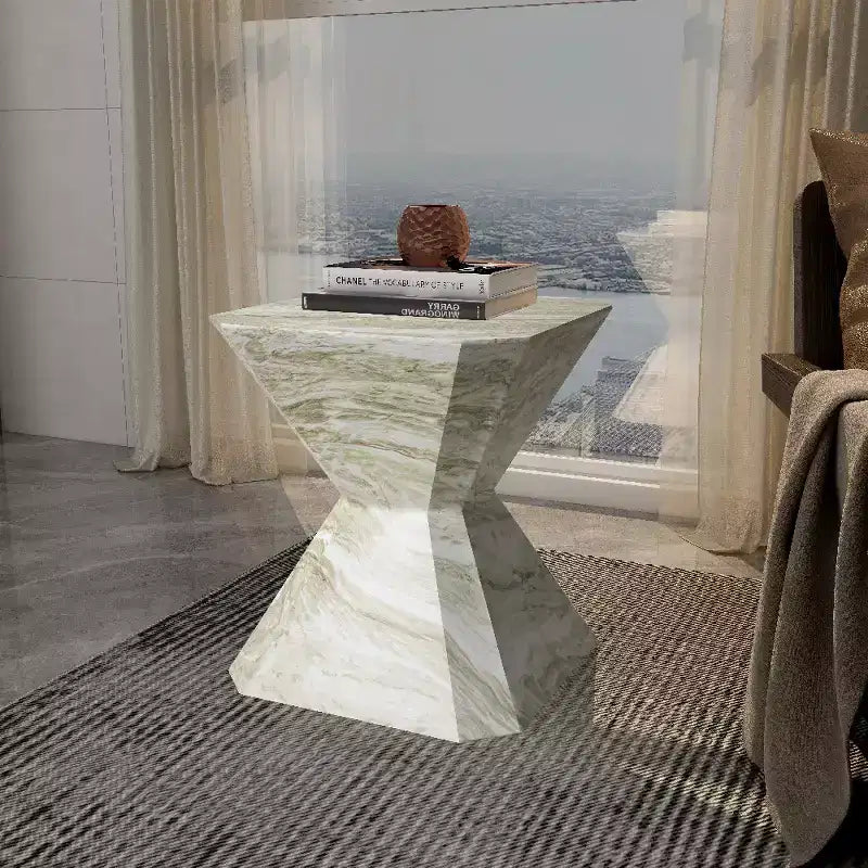 Tavolino in fibrocemento geometrico grigio / verde marmo / bianco marmo / verde oliva