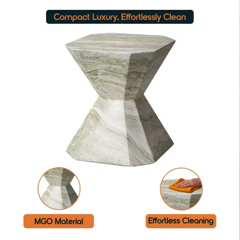 Tavolino in fibrocemento geometrico grigio / verde marmo / bianco marmo / verde oliva