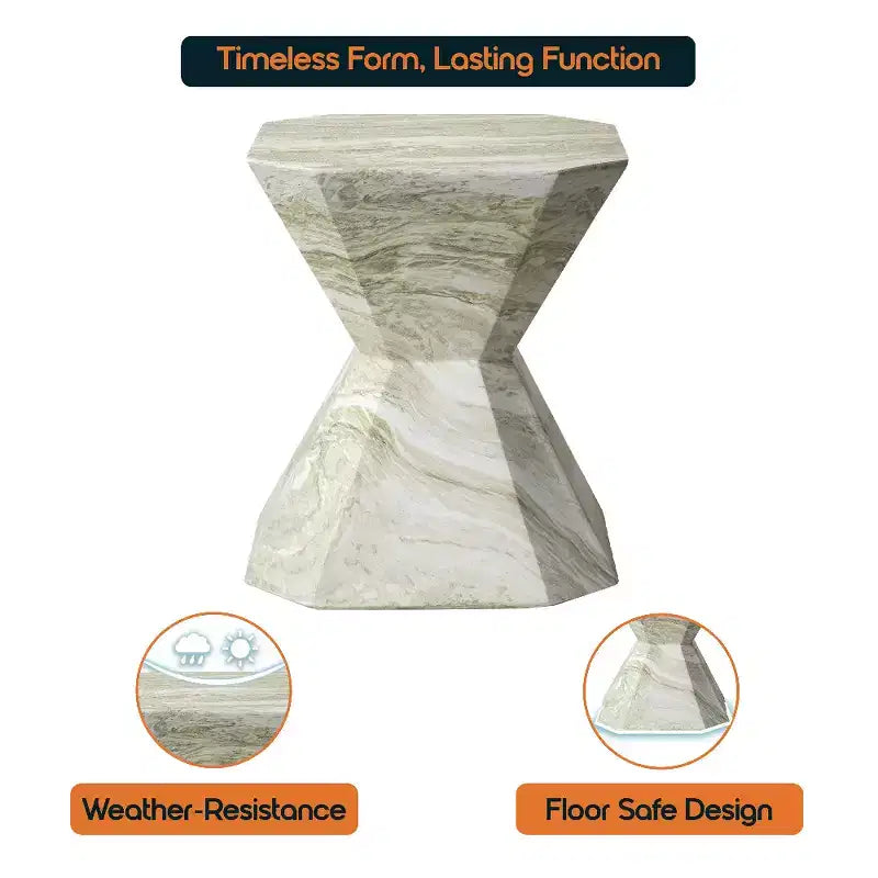 Tavolino in fibrocemento geometrico grigio / verde marmo / bianco marmo / verde oliva