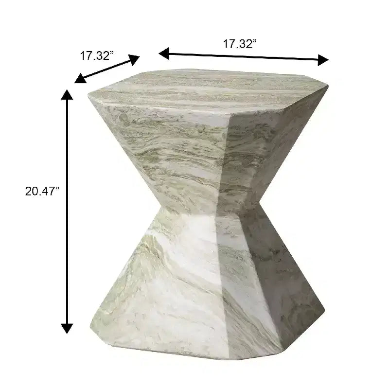 Tavolino in fibrocemento geometrico grigio / verde marmo / bianco marmo / verde oliva