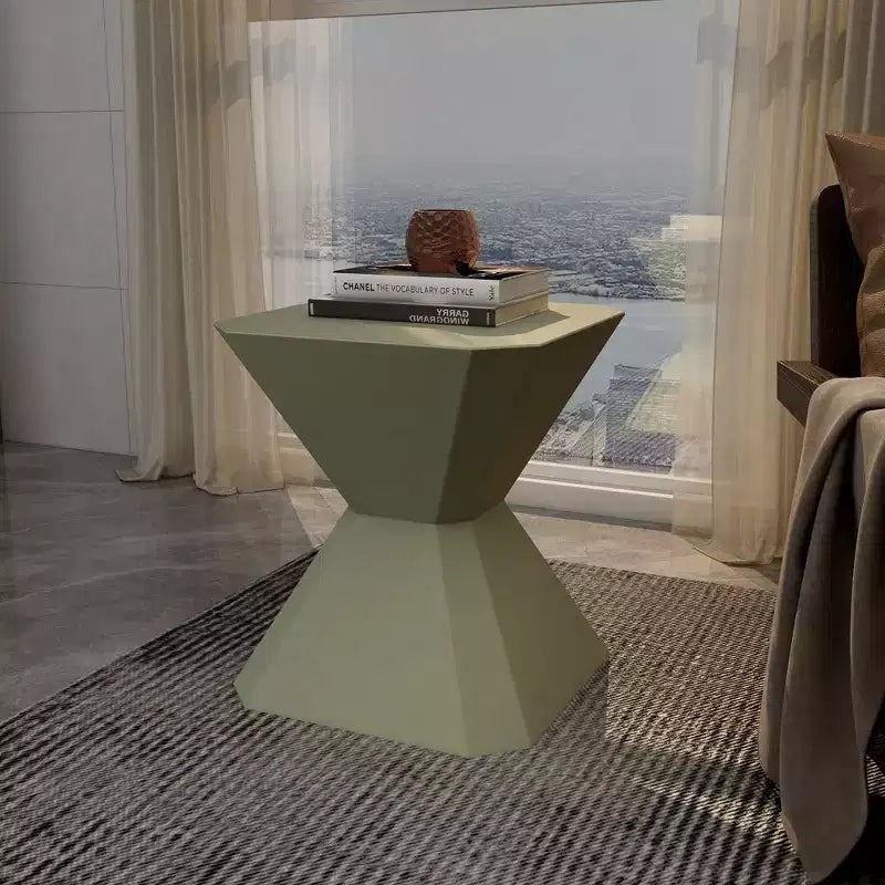 Tavolino in fibrocemento geometrico grigio / verde marmo / bianco marmo / verde oliva