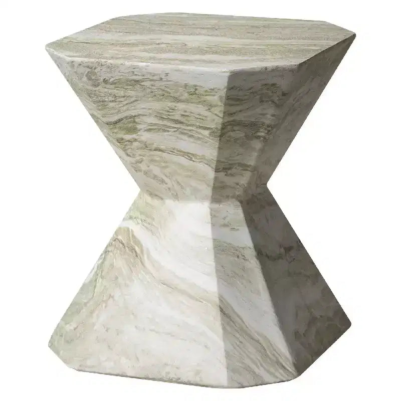Tavolino in fibrocemento geometrico grigio / verde marmo / bianco marmo / verde oliva