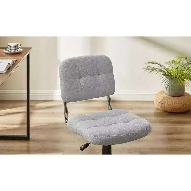 Sedia da ufficio girevole senza braccioli grigio/bianco, regolabile in altezza, imbottita in lino, 1 posto