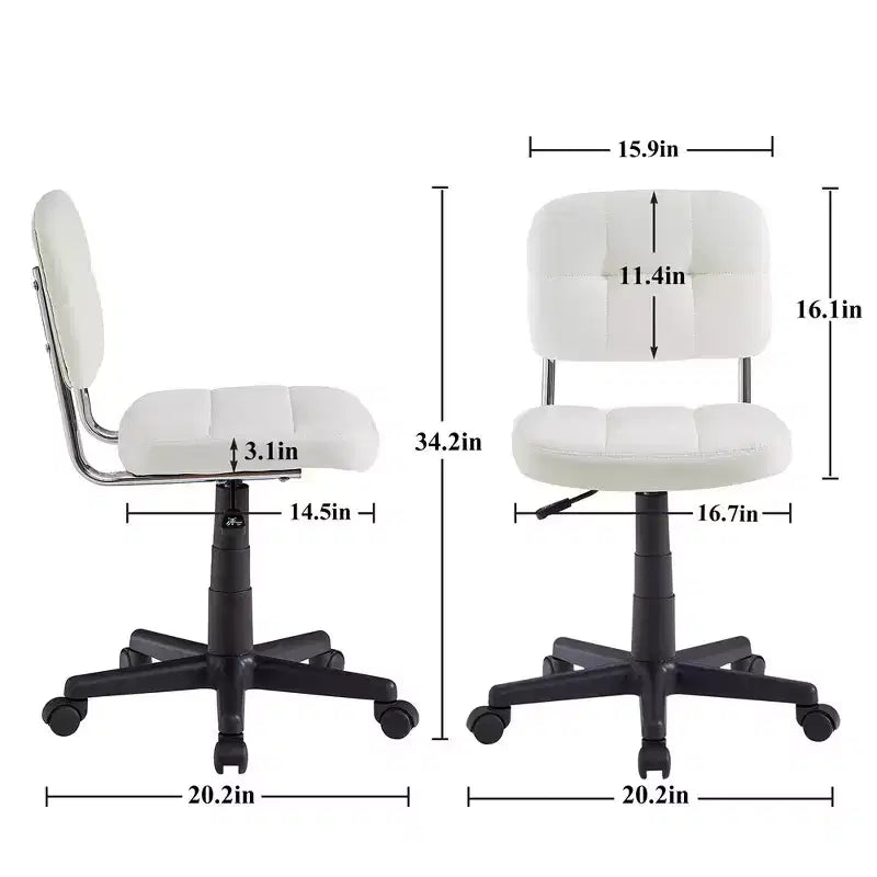 Sedia da ufficio girevole senza braccioli grigio/bianco, regolabile in altezza, imbottita in lino, 1 posto