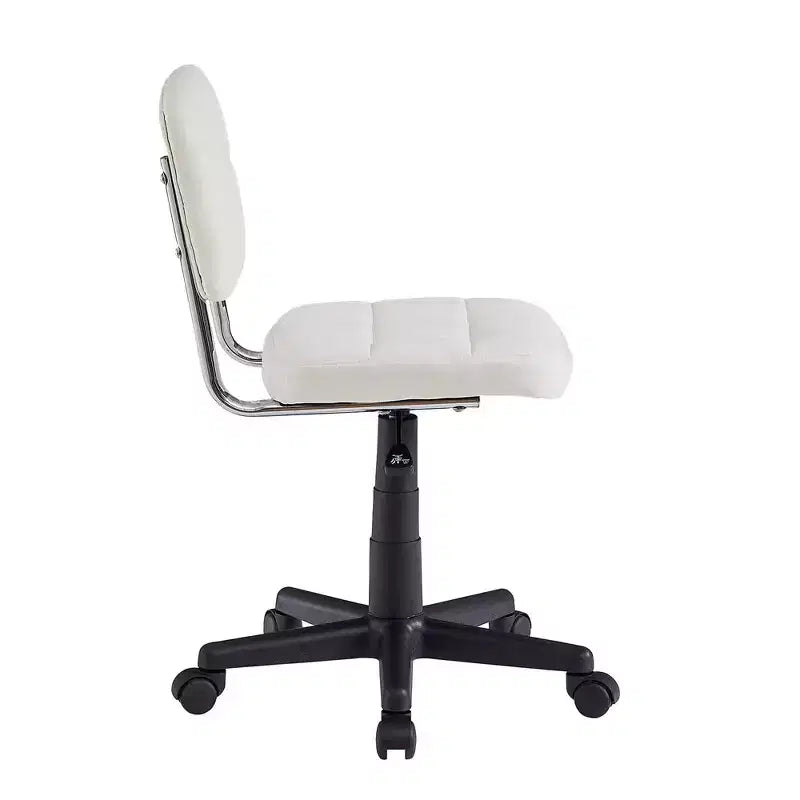 Sedia da ufficio girevole senza braccioli grigio/bianco, regolabile in altezza, imbottita in lino, 1 posto