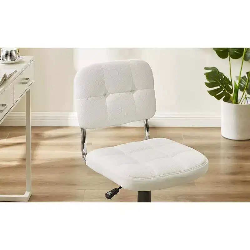 Sedia da ufficio girevole senza braccioli grigio/bianco, regolabile in altezza, imbottita in lino, 1 posto