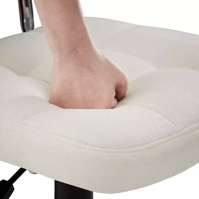 Sedia da ufficio girevole senza braccioli grigio/bianco, regolabile in altezza, imbottita in lino, 1 posto