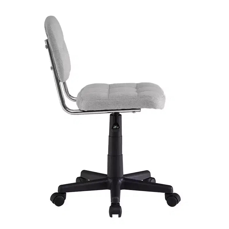 Sedia da ufficio girevole senza braccioli grigio/bianco, regolabile in altezza, imbottita in lino, 1 posto