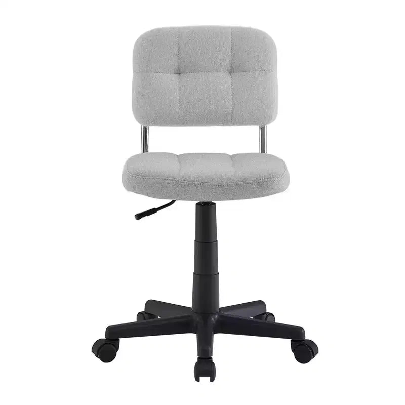 Sedia da ufficio girevole senza braccioli grigio/bianco, regolabile in altezza, imbottita in lino, 1 posto