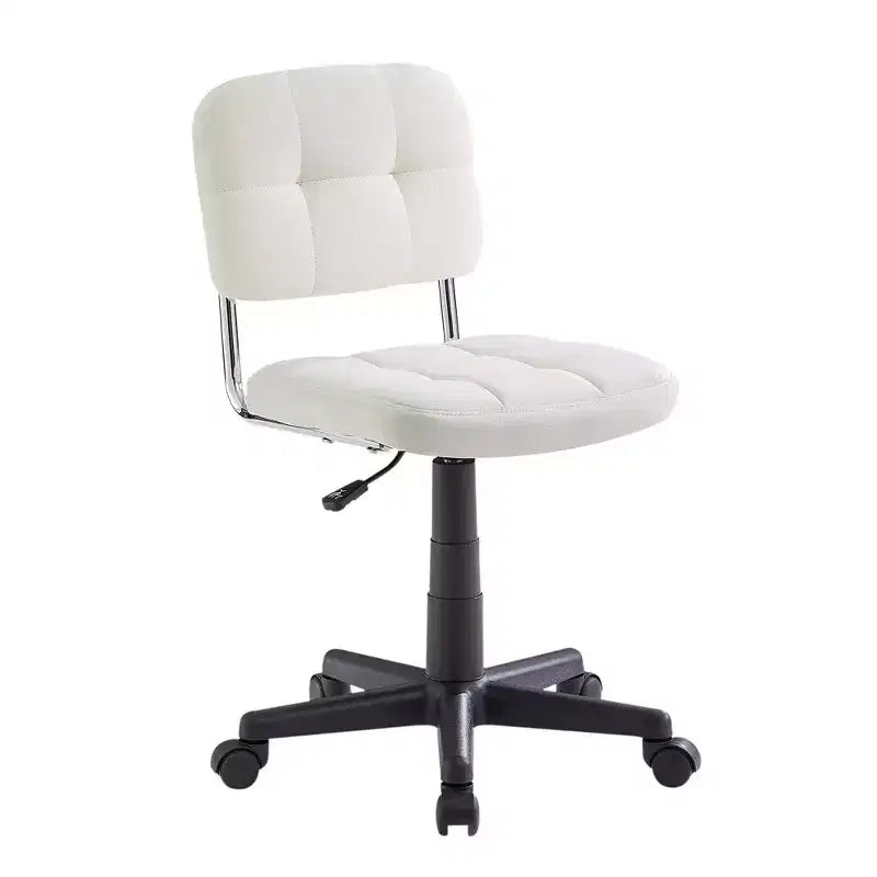Sedia da ufficio girevole senza braccioli grigio/bianco, regolabile in altezza, imbottita in lino, 1 posto