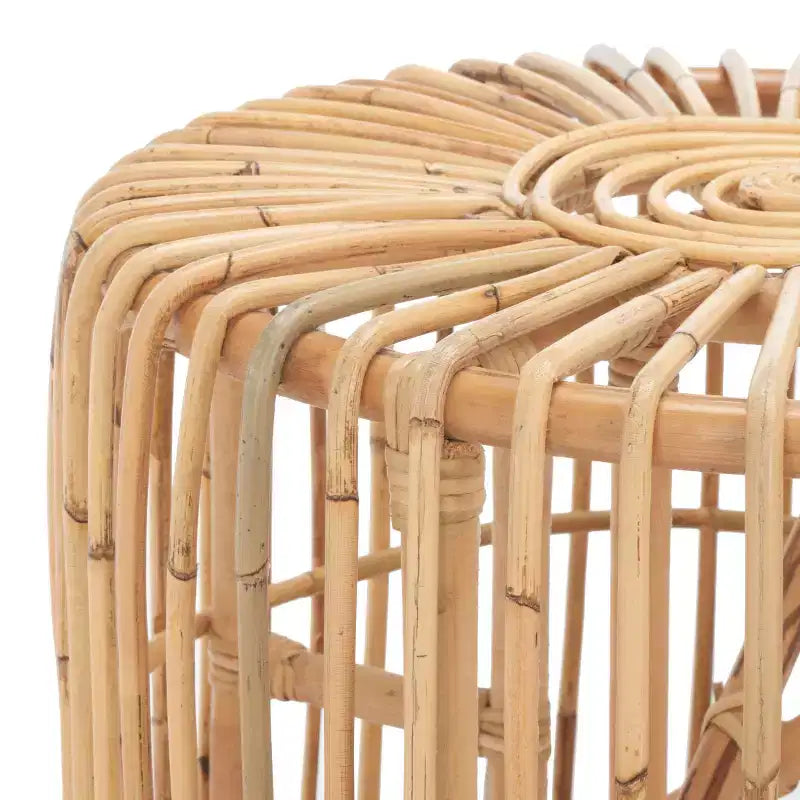 Tavolino rotondo in rattan, nero/miele naturale, stile costiero, 1 pezzo