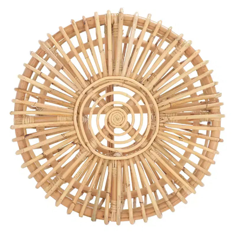 Tavolino rotondo in rattan, nero/miele naturale, stile costiero, 1 pezzo