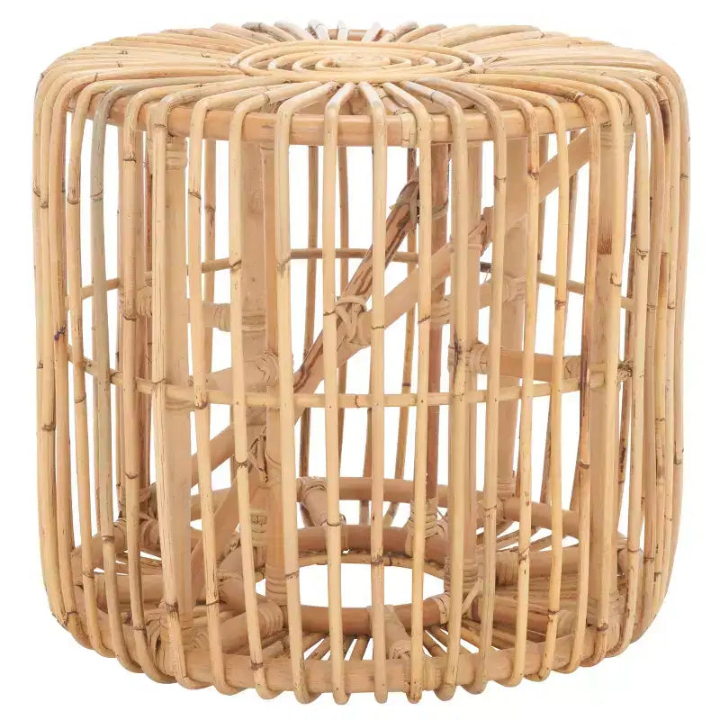 Tavolino rotondo in rattan, nero/miele naturale, stile costiero, 1 pezzo