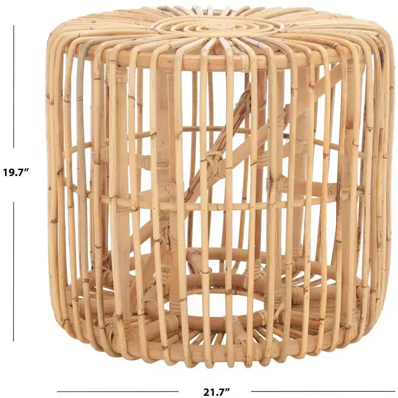 Tavolino rotondo in rattan, nero/miele naturale, stile costiero, 1 pezzo