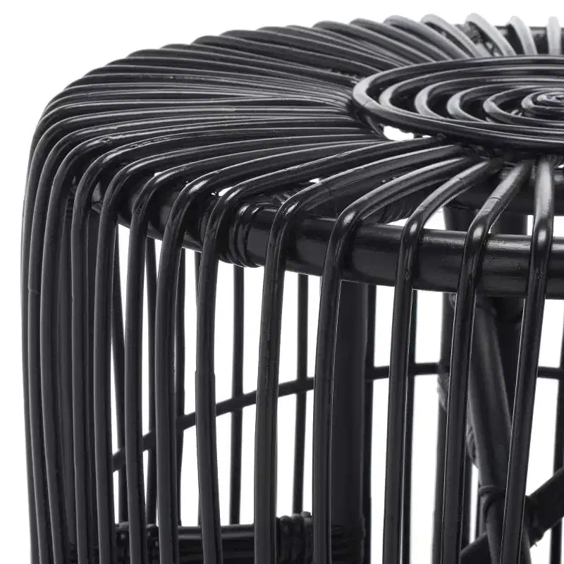 Tavolino rotondo in rattan, nero/miele naturale, stile costiero, 1 pezzo