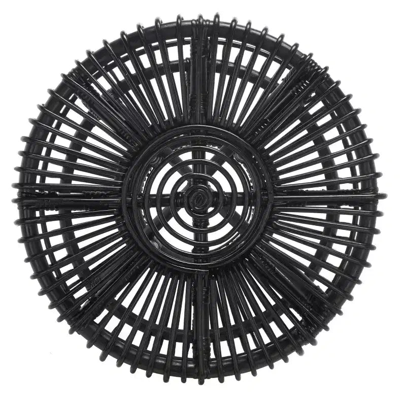 Tavolino rotondo in rattan, nero/miele naturale, stile costiero, 1 pezzo