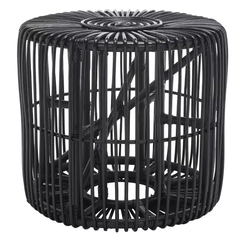 Tavolino rotondo in rattan, nero/miele naturale, stile costiero, 1 pezzo