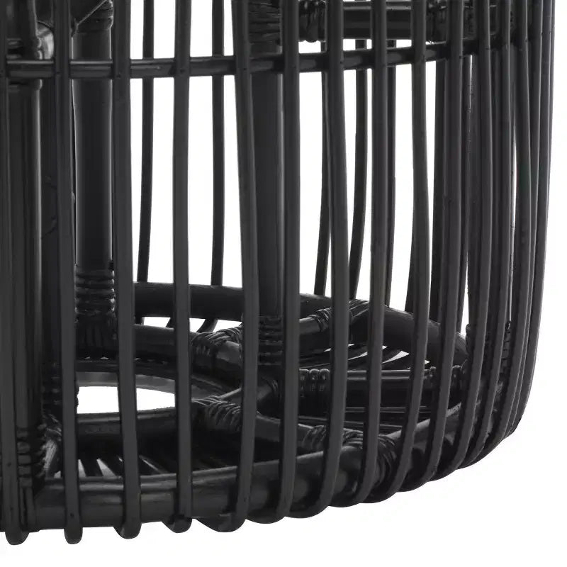Tavolino rotondo in rattan, nero/miele naturale, stile costiero, 1 pezzo