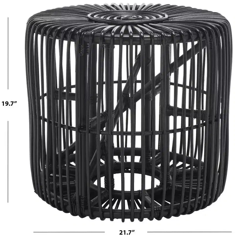Tavolino rotondo in rattan, nero/miele naturale, stile costiero, 1 pezzo