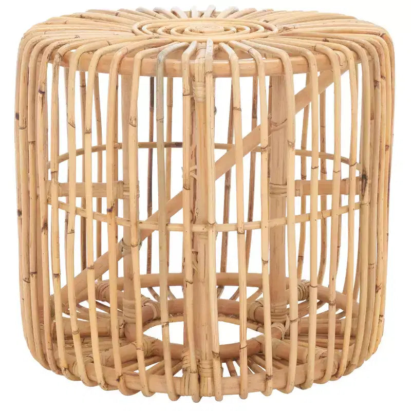 Tavolino rotondo in rattan, nero/miele naturale, stile costiero, 1 pezzo